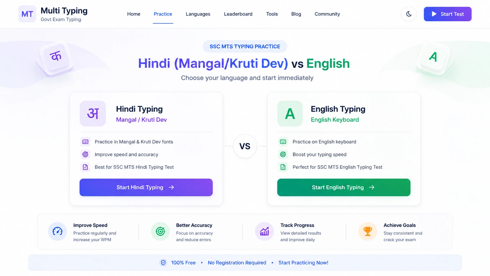 SSC MTS Hindi vs English Typing Test Comparison — MultiTyping